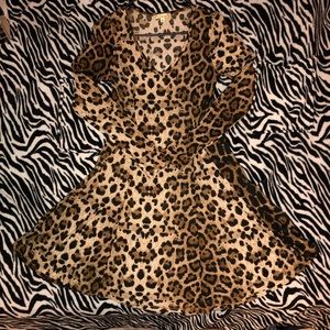 Long Sleeve Cheetah Print Skater Dress.